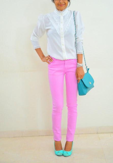 Pink pants and lace!