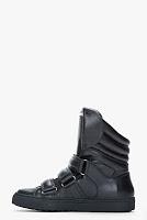 The Ankles Aren't The Limit:  DSquared2 Black Leather Shin Guard Sneakers