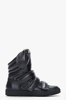 The Ankles Aren't The Limit:  DSquared2 Black Leather Shin Guard Sneakers