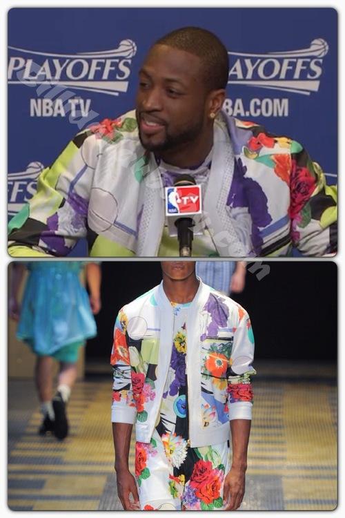 Dwayne Wade wears Versace During Miami Heat Post Game Press...