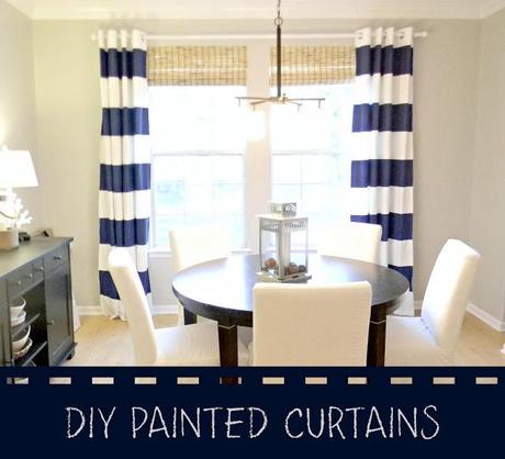 DIY Navy Painted Curtains