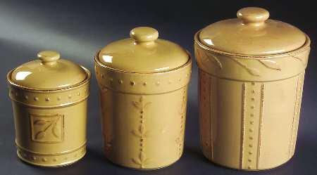 3-Piece Canister Set (box Set) in the Sorrento-Wheat (gold) pattern by Signature