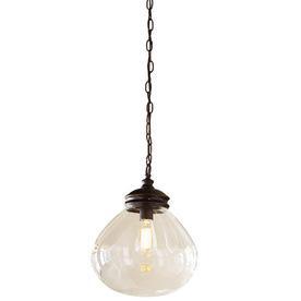 allen + roth 12-in W Edison Style Bronze Pendant Light with Clear Shade