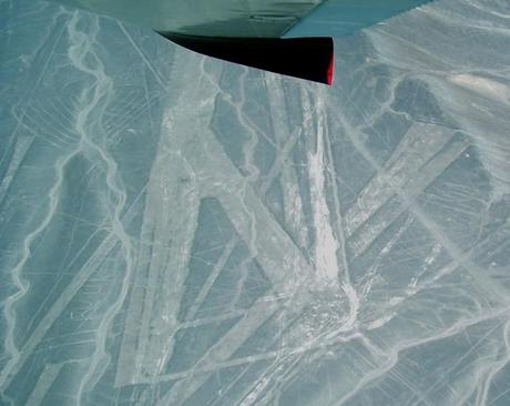 Nazca lines below our plane