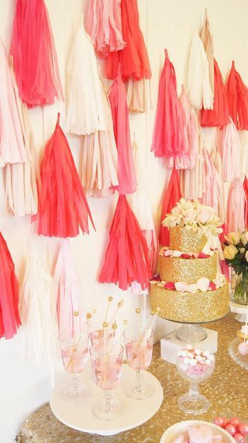 Ombre Pink and Gold Glitter Bridal Shower by Maven & Co