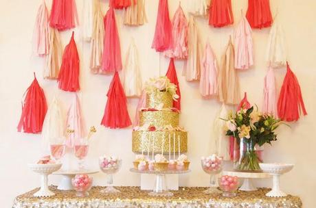 Ombre Pink and Gold Glitter Bridal Shower by Maven & Co