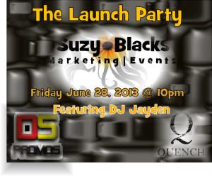 Suzy Blacks Launch Party Flyer