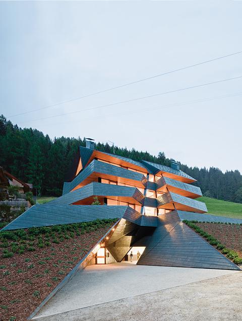 Angular copper clad apartment building in Sesto, Italy