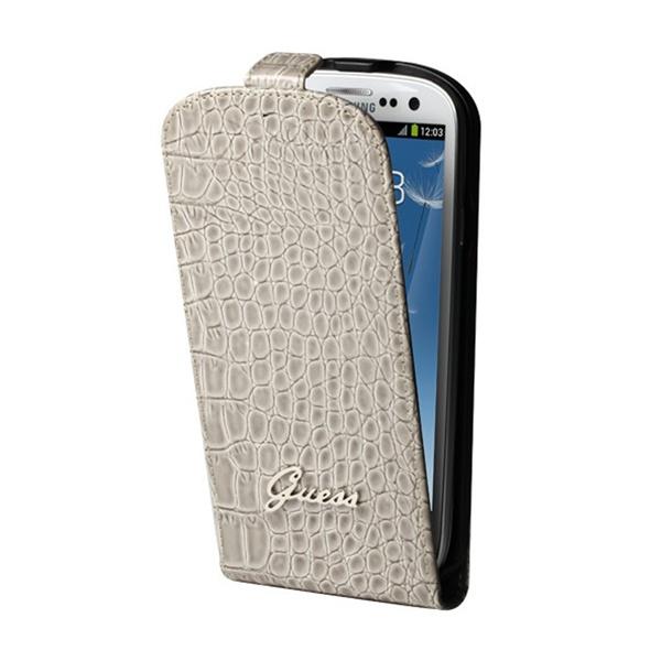 Samsung Galaxy S3 i9300 Guess Croco Flip Leather Case - Beige