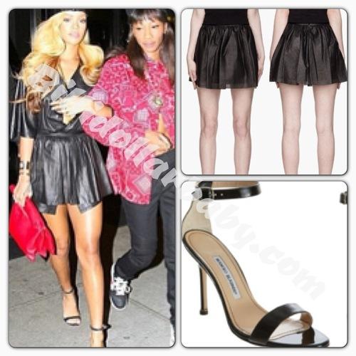 Rihanna out and about in NYC wearing Pierre Balmain x Manolo...