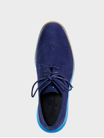 Men's Shoes Just Wanna Have Fun:  Cole Hann LunarGrand Wingtip in Navy Suede/Topaz