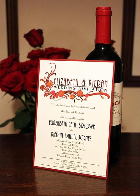 A5 Mounted Invite Sienna with art deco fonts