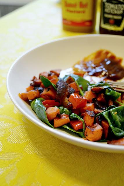 hash, sweet potato, recipe, bacon, dinner