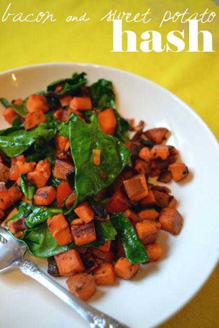 hash, sweet potato, recipe, bacon, dinner