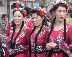 More typical Asian Uighur women are seen here.