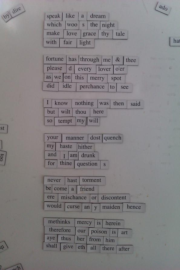Shakespeare magnetic poetry poem