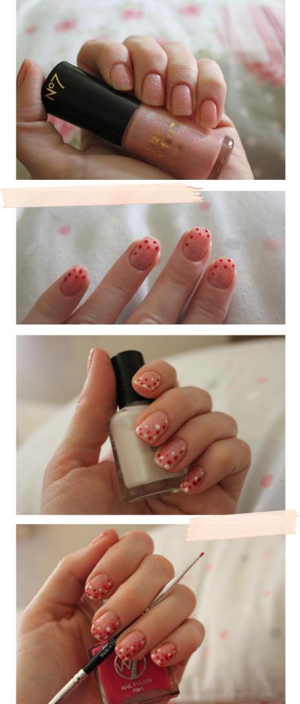 spotty pink confetti nail polish with nail art pen