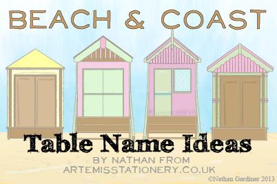 Coast and Beach Wedding Table Name Ideas