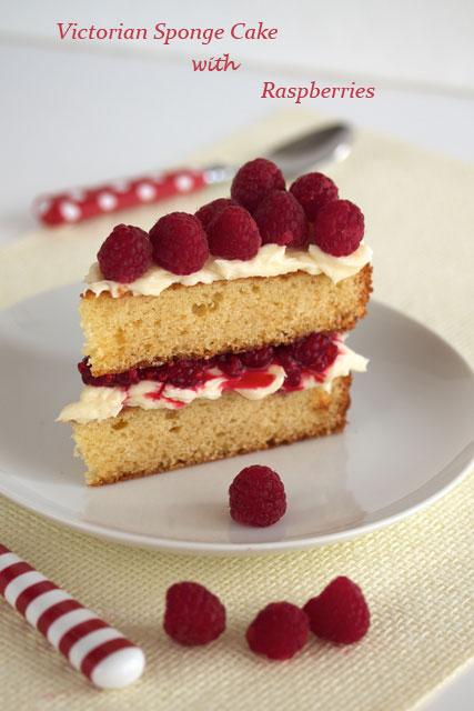 Victorian Sponge Cake with fresh Raspberries