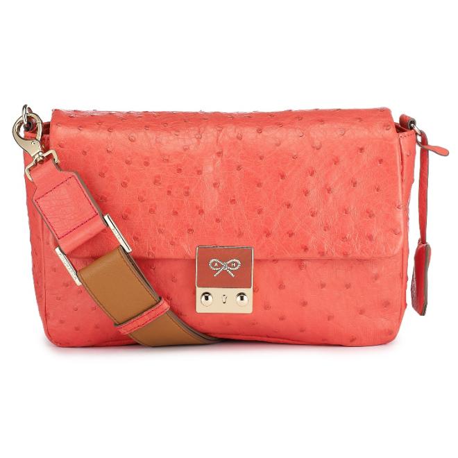 Carker Crossbody Ostrich Guilloche lock coral