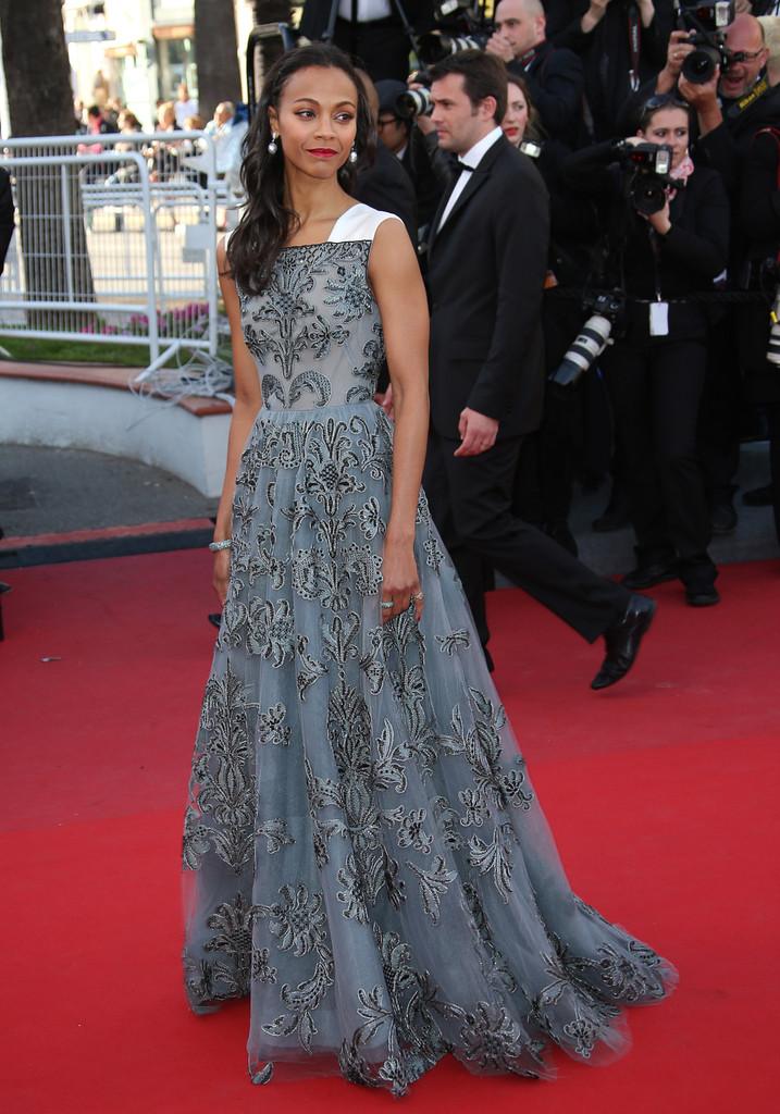 Zoe Saldana in Valentino at the ‘Blood Ties’ 2013 Cannes Film...