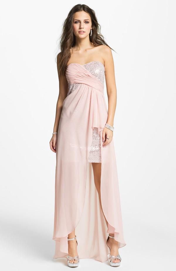 Hailey by Adrianna Papell Strapless Sequin Chiffon Overlay Gown (Online Only)