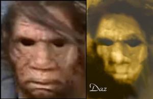 This one compares a Bigfoot mask with a markup drawing made using part of Hank's face from Shooting Bigfoot that was drawn out using software.