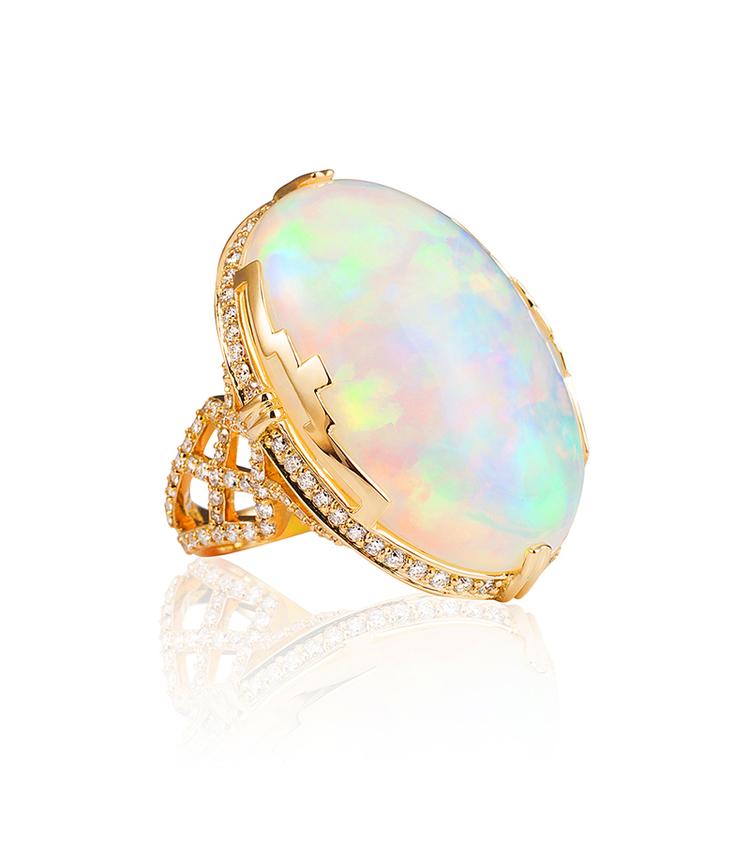 Goshwara large opal and diamond ring in 18k 