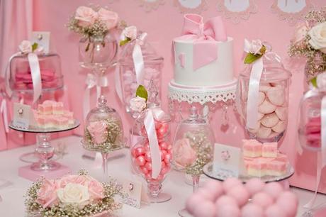 Bows and Pink Roses Themed Table for Milani's 1st Birthday and ...