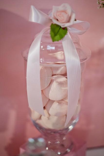 Bows and  Pink Roses Themed Table for Milani's 1st birthday and Christening by Little Wish Cakes