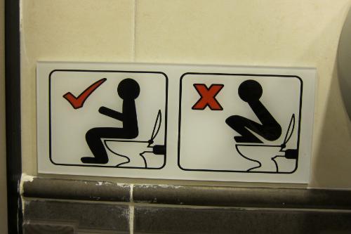 squatting on toilet