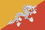 Bhutan flag featuring Druk the Thunder Dragon.