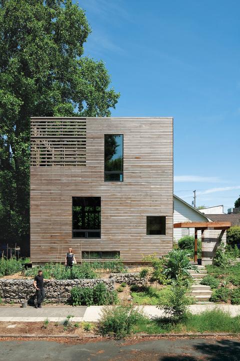 residential urban wooden box harpoon house