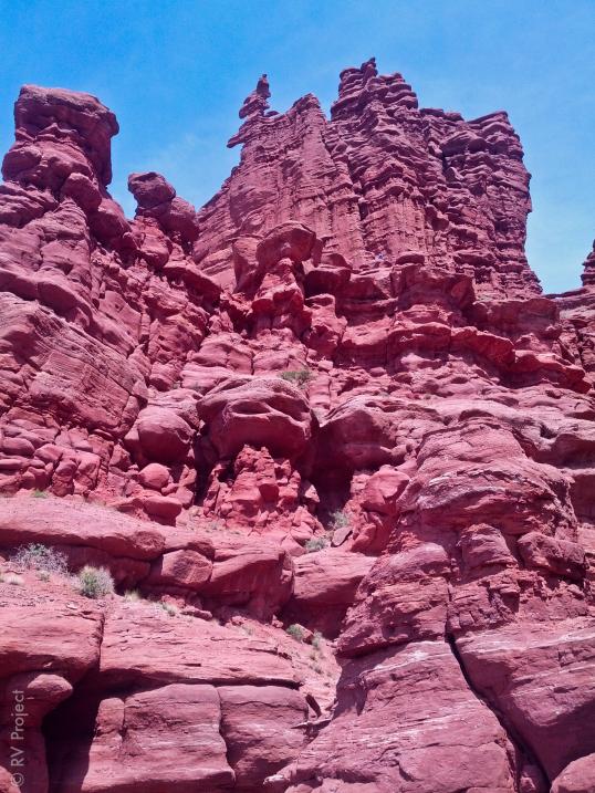 If you look really close, you can see a couple climbing (belayer is in a blue shirt). Fisher Towers were huge!!