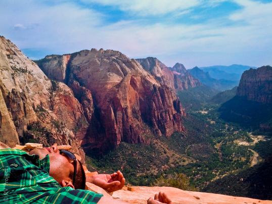 The view from the top of Angel's Landing. A great place to relax.