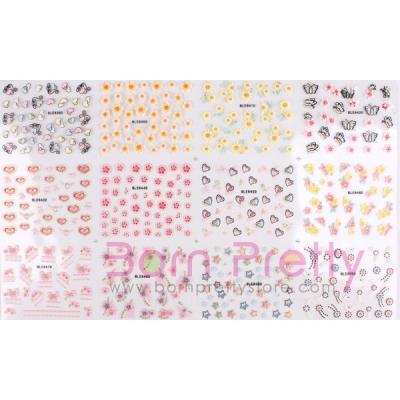 Born Pretty Store - Bowknot Heart Flower3D Nail Art Tips Decals Stickers