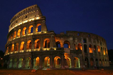 Night time view of Colosseum