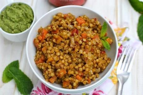 Israeli Couscous with Pesto & Carrots