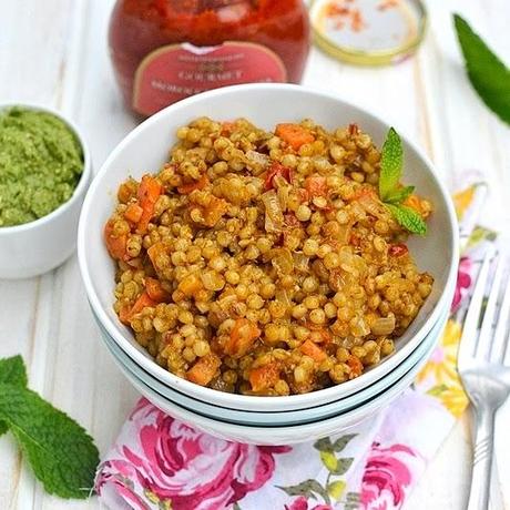 Israeli Couscous with Pesto & Carrots