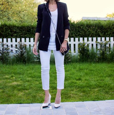 Cropped white jeans