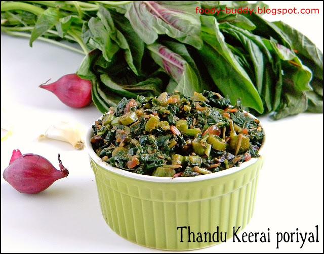 Thandu Keerai / Mulai Keerai Poriyal  (Red Amaranthus Stir Fry)