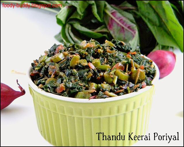 Thandu Keerai / Mulai Keerai Poriyal  (Red Amaranthus Stir Fry)