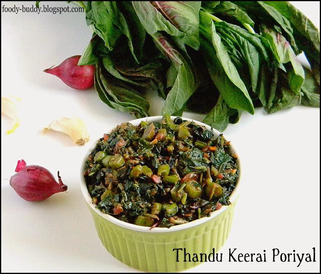 Thandu Keerai / Mulai Keerai Poriyal  (Red Amaranthus Stir Fry)