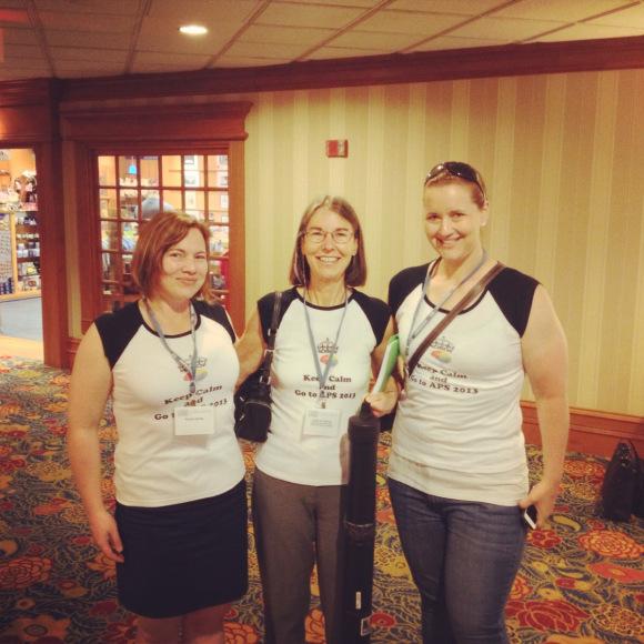 Okay, it's work time! Mom, Karen and I always present in matching t-shirts