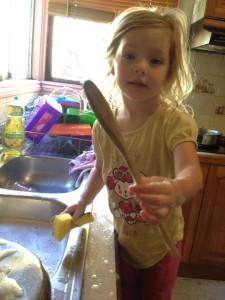 Julia washing up at home