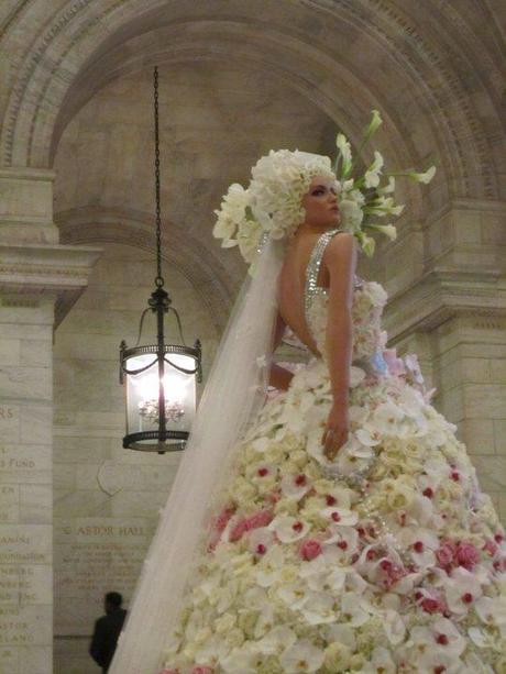 30 foot floral replication wedding dress