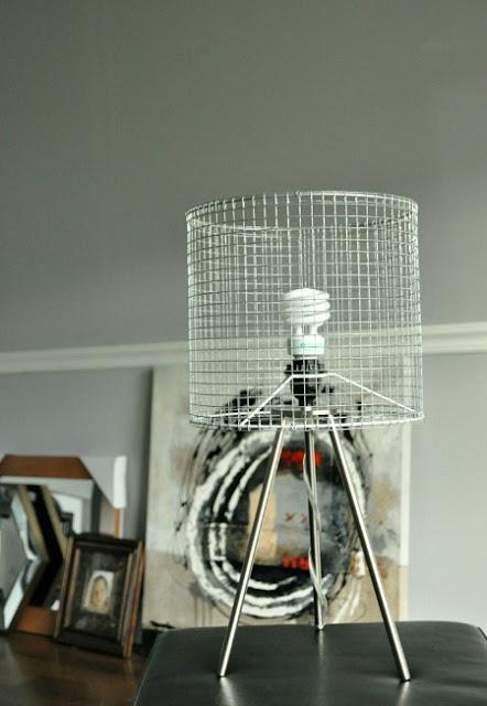 industrial modern wire lampshade tripod lamp diy alt=