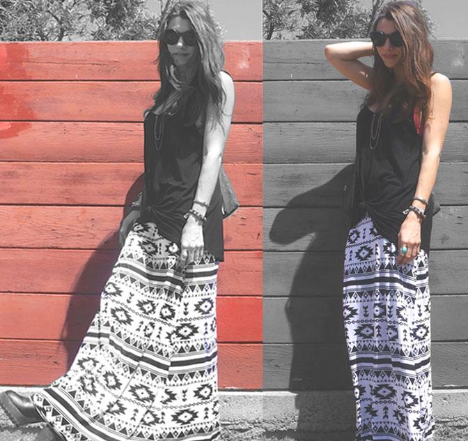 tribal maxi skirt