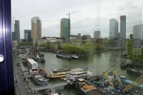 Harbour view from my 8th floor room at the Mainport Hotel in Rotterdam.