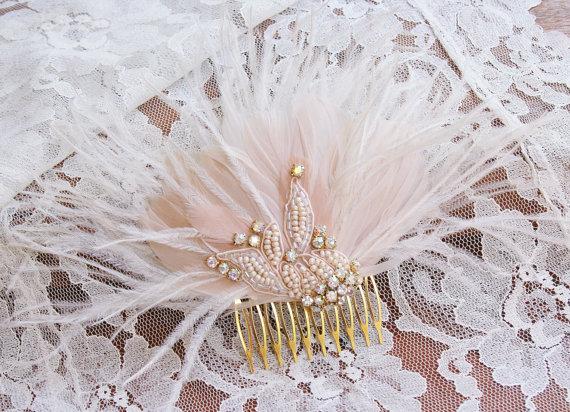 Blush Pink Wedding Fashion Accessories - Feather Fascinator